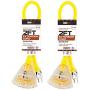 2 Pack of 2 Foot Lighted Outdoor Extension Cord with 3 Electrical Power Outlets - 12/3 SJTW Heavy Duty Yellow Extension Cable with 3 Prong Grounded Plug for Safety