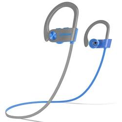 LETSCOM Bluetooth Headphones V5.0 IPX7 Waterproof, Wireless Sport Earphones, HiFi Bass Stereo Sweatproof Earbuds W/Mic, Noise Cancelling Headset for Workout, Running, Gym, 8 Hours Play time