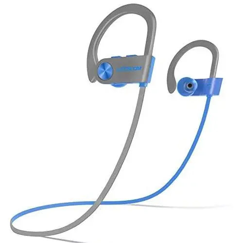 LETSCOM Bluetooth Headphones V5.0 IPX7 Waterproof, Wireless Sport Earphones, HiFi Bass Stereo Sweatproof Earbuds W/Mic, Noise Cancelling Headset for Workout, Running, Gym, 8 Hours Play time