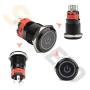 STARELO 16MM 5/8'' Latching Push Button Switch 5A 12V 1NO1NC SPDT ON/OFF Waterproof Aluminum Black Shell with Power Symbol Ring LED with Wire Socket Plug (Green)