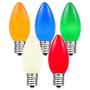 Novelty Lights 25 Pack C9 Ceramic Outdoor String Light Christmas Replacement Bulbs, Multi, E17/C9 Base, 7 Watt