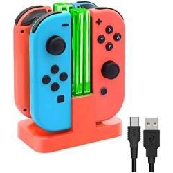 Charging Dock for Nintendo Switch Joy-Con,Charging Station for Nintendo Switch with a USB Type-C Charging Cord- Red