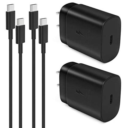 Type C Charger,25W USB C Wall Charger with USB C to USB C Fast Charging Cable 5ft (2-Pack Super Fast Charger+Type C USB Cable) for Samsung Galaxy Note10/Note20/S20/S20+/S20 Ultra/S21/S21+/S21 Ultra