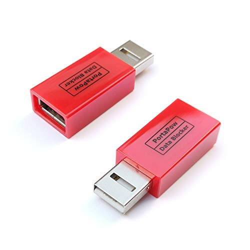 PortaPow 3rd Gen USB Data Blocker (Red 2 Pack) - Practice Safe Charging