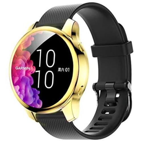 Compatible Garmin Venu Case Cover with Screen Protector, Soft TPU Plated All Around Protective Case for Garmin Venu Gold