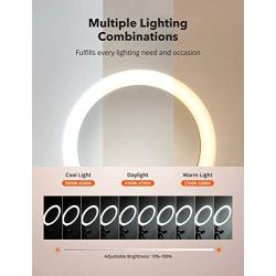 TaoTronics 12'' Selfie Ring Light with 3 Color Modes, 10 Adjustable Brightness, 61“ Extendable Tripod Stand, 2 Phone Holders, Bluetooth Remote Shutter for Photography/Makeup/Live Stream/YouTube/Vlogs