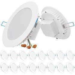 Sunco Lighting 16 Pack 6 Inch Slim LED Downlight, Integrated Junction Box, 14W=100W, 850 LM, Dimmable, 2700K Soft White, Recessed Jbox Fixture, IC Rated, Retrofit Installation - ETL & Energy Star