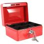 Oumij Cash Box with Combination Lock Safe Metal Money Box for Security Lock Box Digital Safe-Electronic Steel for Home, Business or Travel(Red)
