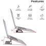 Invisible Laptop Stand, Pronimi Slim Ergonomic Portable Flip Laptop Stand for MacBook Air Mac Book Pro Tablets iPad Rose Gold - Pink, Light Adjustable Laptop Stand up to 15 inch