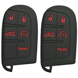 Alegender Qty(2) 5Btn Smart Key Fob Cover Case Protector for Jeep Grand Cherokee Renegade Chrysler 300 Dodge Durango Charger Challenger Journey Fiat Remote