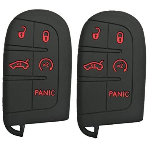 Alegender Qty(2) 5Btn Smart Key Fob Cover Case Protector for Jeep Grand Cherokee Renegade Chrysler 300 Dodge Durango Charger Challenger Journey Fiat Remote