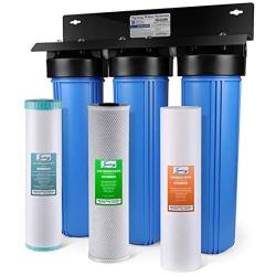 iSpring WGB32BM 3-Stage Whole House Water Filtration System w/ 20-Inch Big Blue Sediment & ED2000 Whole House Electronic Descaler Water Conditioner, Alternative Water Softener
