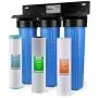 iSpring WGB32BM 3-Stage Whole House Water Filtration System w/ 20-Inch Big Blue Sediment & ED2000 Whole House Electronic Descaler Water Conditioner, Alternative Water Softener