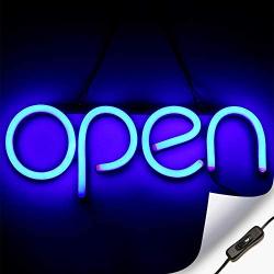 LED Neon Open Sign Light for Business with ON & Off Switch - Lightweight & Energy Efficient for Restaurants Offices Retail Shops Window Storefronts - Blue