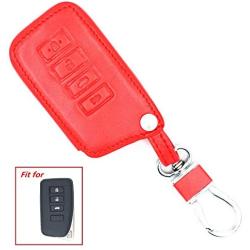 WFMJ Red Leather For Lexus ES300h ES350 GS200t GS350 GS450h GS F 200t IS250 IS300 IS350 NX200t NX300h RC200t RC350 RC F RX350 RX450h LS460 IS F LS600h 4 Buttons Remote Smart Key Chain Cover Case Fob