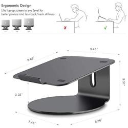 MagicHold Ergonomic Aluminum Laptop Stand - 360-Degree Swivel, Rubber Cushion - Cable Organizing Hole, Space-Saving C-Shaped Design - Made for 11-17 Inch Computers - 11lb Weight Capacity - Dark Grey