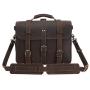 Polare Mens Full Grain Leather 16 Briefcase Shoulder Messenger Bag Fit 15.6 Laptop