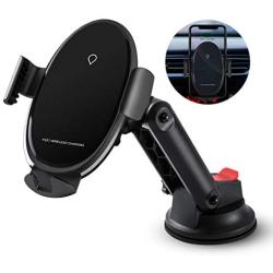 Wireless Car Charger,Marchero Cell Phone Mount for Car Auto-Clamping 15W Fast Charging Dashboard Air Vent Phone Holder Compatible with iPhone 11 Pro Max Xs X,Samsung S20 S10 Note10,Black