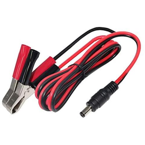 KUNCAN DC 5.5 2.1mm Battery Clamps Extension Cord - 12v Battery Alligator Clips Car Charger Power Supply Cord DC Connector Male Barrel Plug to Battery Clamp-on Charger Cable for Auto Accessories(5FT)