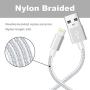 RCTech iPhone Charger [3pack 10FT] MFi Certified Nylon Braided Lightning Cable High Speed Charging USB Cords Compatible with iPhone 11/XS/XR/X/8/7/6/6S/5S/5/iPad,Silvergray