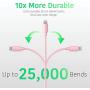 TalkWorks iPhone Charger Lightning Cable 10ft Long Heavy Duty Cord MFI Certified for Apple iPhone 12, 12 Pro/Max, 12 Mini, 11, 11 Pro/Max, XR, XS/Max, X, 8, 7, 6, 5, SE, iPad - Pale Pink