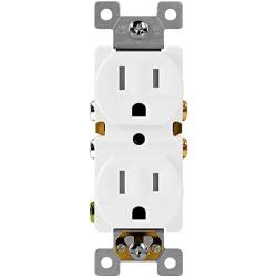 ENERLITES Duplex Receptacle Outlet, Tamper-Resistant, Residential Grade, 3-Wire, Self-Grounding, 2-Pole,15A 125V, UL Listed, 61580-TR-W-10PCS, White (10 Pack)