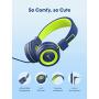 iClever Kids Headphones with Microphone- Wired Headphones for Kids with 94dB Volume Limited, Adjustable Headband, Stereo Sound, Foldable - Childrens Headphones for Boys/Girls/School/Travel/iPad, Green
