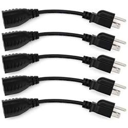 6-Inch Power Extension Cable, 5-Pack, Outlet Saver, 18 AWG