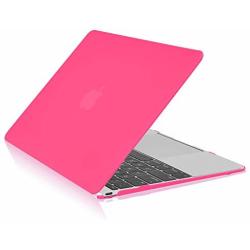 TOP CASE - Classic Series Rubberized Hard Case Compatible MacBook 12'' Retina Display Model A1534 (Release 2015) - Hot Pink