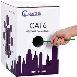 CAT6 Plenum Cable 1000ft (CMP) | Easy to Pull Fluke Tested Plenum Rated Wire | 23AWG Solid 550MHz, 4Pair 10Gigabit UTP Internet Cable, Available in Multi Colors (Green)