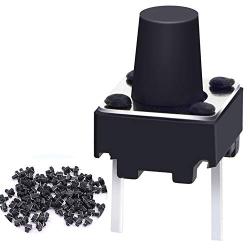 Taiss 100 Pcs 6x6x7mm 2 Pin Panel PCB Momentary Tactile Tact Push Button Switch Through Hole Installation Black Breadboard Miniature Switch