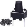 Taiss 100 Pcs 6x6x7mm 2 Pin Panel PCB Momentary Tactile Tact Push Button Switch Through Hole Installation Black Breadboard Miniature Switch