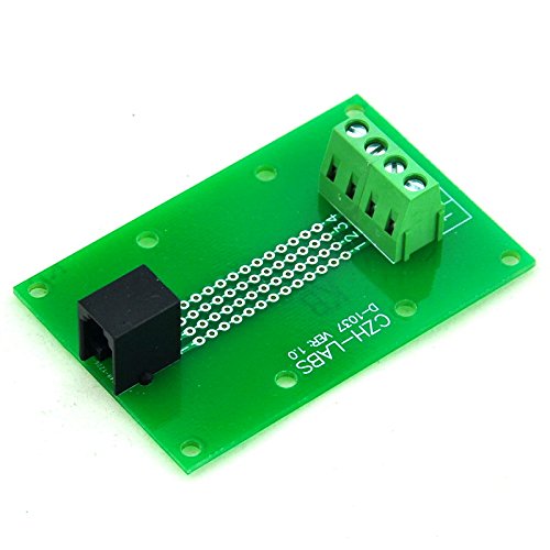 Electronics-Salon RJ9 4P4C Right Angle Jack Breakout Board, Terminal Block Connector.
