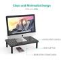 WALI Monitor Stand Riser for Computer, Laptop, Printer, Notebook and All Flat Screen Display with Vented Metal Platform and 3 Height Adjustable Underneath Storage (STT003), Black, 1 Pack
