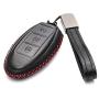 Vitodeco Leather Smart Key Fob Case Cover for 2020 Nissan Versa, Sentra, Altima, Maxima, Rogue, 2020 Infiniti Q50, Q60, QX50, QX60, QX80 and More Models (3 Buttons, Black/Red)