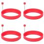 Emoly Silicone Egg Ring, 100% Food Grade Egg Cooking Rings, Egg Rings Non Stick, Egg Cooking Rings, Perfect Fried Egg Mold or Pancake Rings (New, 4pcs, Red)