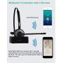 Willful M98 Bluetooth Headset Wireless Headset with Microphone Charging Base Pro Clear Sound for Car Truck Driver Call Center Home Office PC