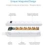 BESTEK 6-Outlet 6 Feet Extension Cord Power Strip 15A 1875W Surge Protector Desktop Charging Station, 200Joules, Right Angle Flat Plug, Ultra-Compact Wide Spaced Multi Outlets Plugs Sockets, White