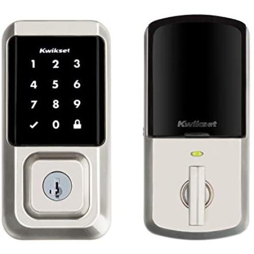 Kwikset 99390-001 Halo Wi-Fi Smart Lock Keyless Entry Electronic Touchscreen Deadbolt Featuring SmartKey Security, Satin Nickel