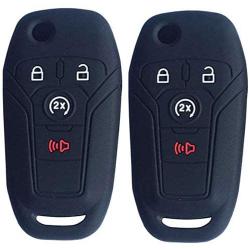 SOLIFEGOBLE 2pcs Car Remote Key Cover,Silicone Car Remote Key Fob Cover Case for Ford F-150 F-250 F-350 Fusion Fiesta Mustang Explorer Skin Jacket 4 Buttons
