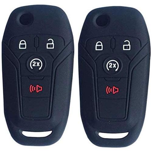 SOLIFEGOBLE 2pcs Car Remote Key Cover,Silicone Car Remote Key Fob Cover Case for Ford F-150 F-250 F-350 Fusion Fiesta Mustang Explorer Skin Jacket 4 Buttons