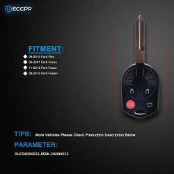 ECCPP Replacement fit for 4 Buttons Uncut Keyless Entry Remote Key Fob 00-15 Ford Series OUCD6000022 (Pack of 1)
