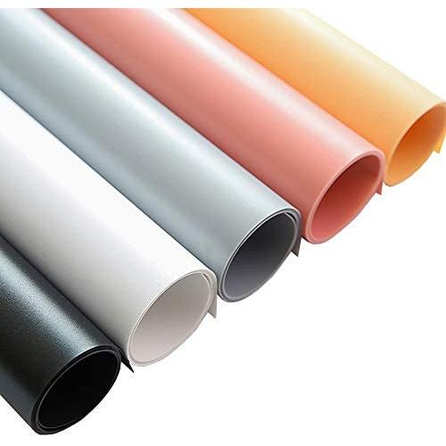 Meking 20x39 Inch PVC Backdrop for Cosmetic, Food, Jewelry Photography Studio Photo Waterproof Background, Matte 5 Color Set - White+Black+Gray+Pink+Orange