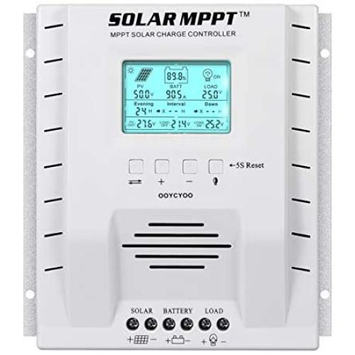 MPPT Charge Controller 60A amp, 12V 24V Auto 60A Solar Panel Charge Regulator, Max 100V Input with LCD Display for Lead-Acid Sealed Gel AGM Flooded Lithium Battery (60A MPPT)
