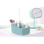 Makeup Organizer, Cosmetic Storage Box Holder for Bathroom Vanity, Cabinet, Counters,Kitchen Utensils, Jewelries and Gad,Office Supplies,Versatile Sorting Box with 4 Compartments Blue