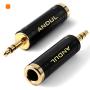 ANDUL 1/4 to 3.5mm Stereo Pure Copper Headphone Adapter,3.5mm(1/8) Plug Male to 6.35mm (1/4) Jack Female Stereo Adapter for Headphone, Amp Adapte, Black 2-Pack