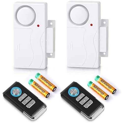 Wsdcam Wireless Door Alarm with Remote 2 Pack, Battery Included, 105 dB Loud Pool Door Alarm, Wireless Door Open Alarms Sensor for Kids Safety Home Security
