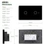 BSEED WiFi Touch Smart Wall Light Switch Tempered Glass Panel Work with Alexa/Google 118×71mm 2 Gang 1 Way Black