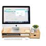 Monitor Stand Riser Desk Organizer-Bamboo 2 Tier Laptop Stand with Drawers, Adjustable Desktop Storage Organizer for Computer, Printer, Cellphone-Use in Office,Home/Reduce Neck &Eye Strain(Basic)