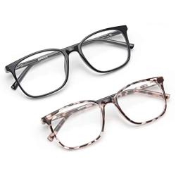 Gaoye 2 Pack Blue Light Blocking Glasses Women Men, Fashion Square Computer Gaming Eyeglasses Spring Hinge Anti UV & Glare